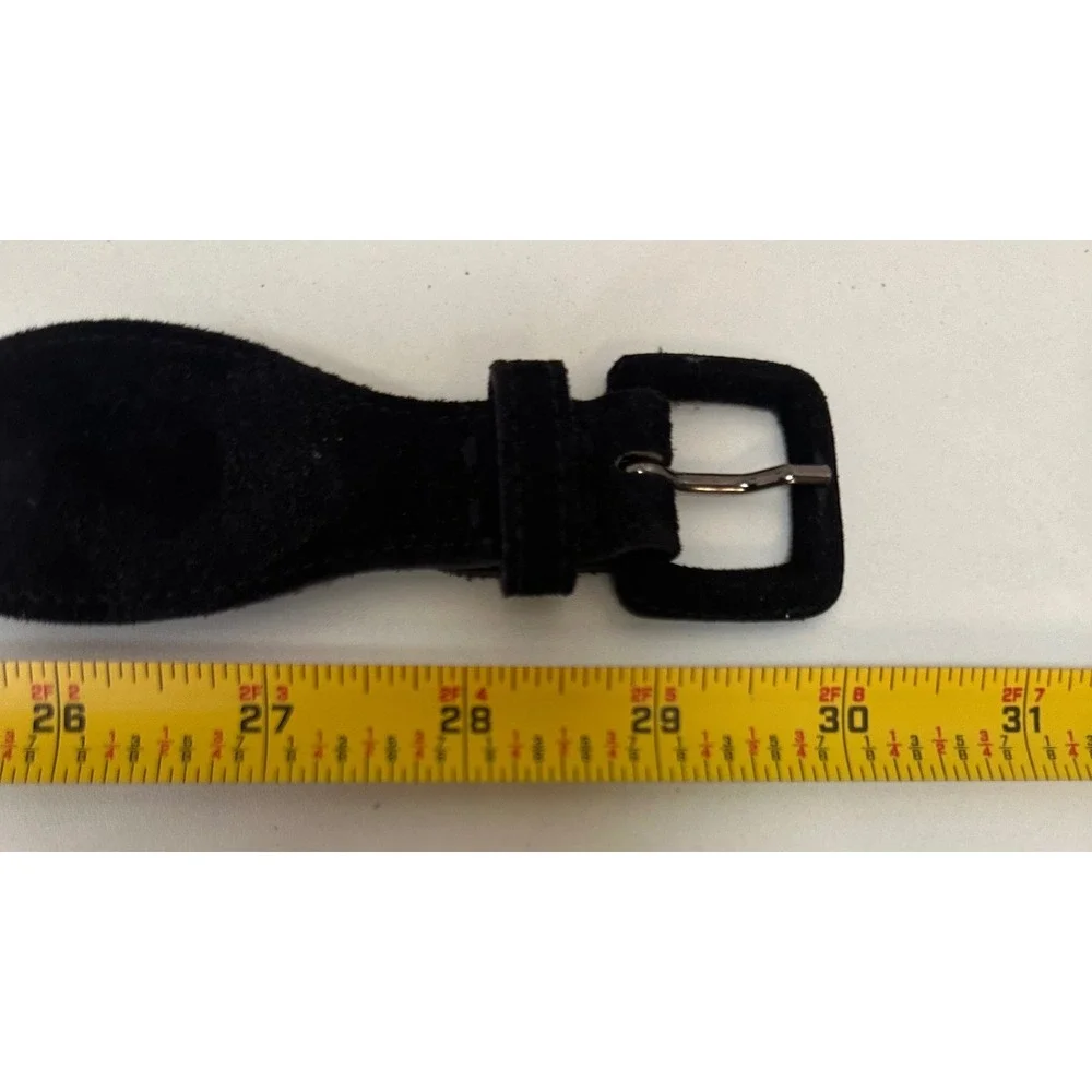 Yves Saint Laurent Vintage Black Suede Crystal Studded Belt Small 4485 France